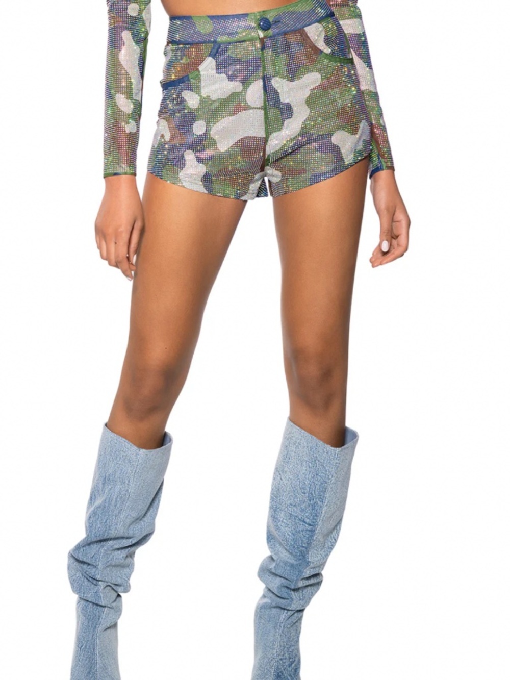 SAVAGE RHINESTONE MESH SHORT - 1X